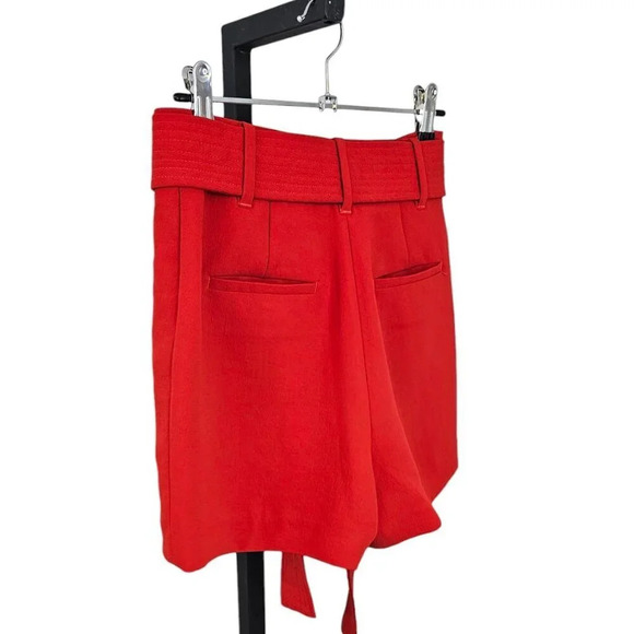 Aritzia Wilfred Tie Waist Shorts  Size 0 Red High Rise Belted Crepe - Picture 7 of 8